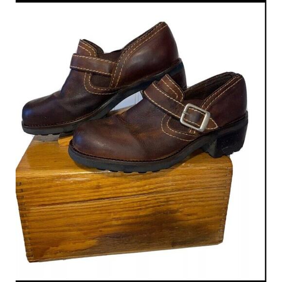 Nine West Chunky Leather Shoes 2” Heels‎ Buckle Brown Leather - Picture 6 of 6